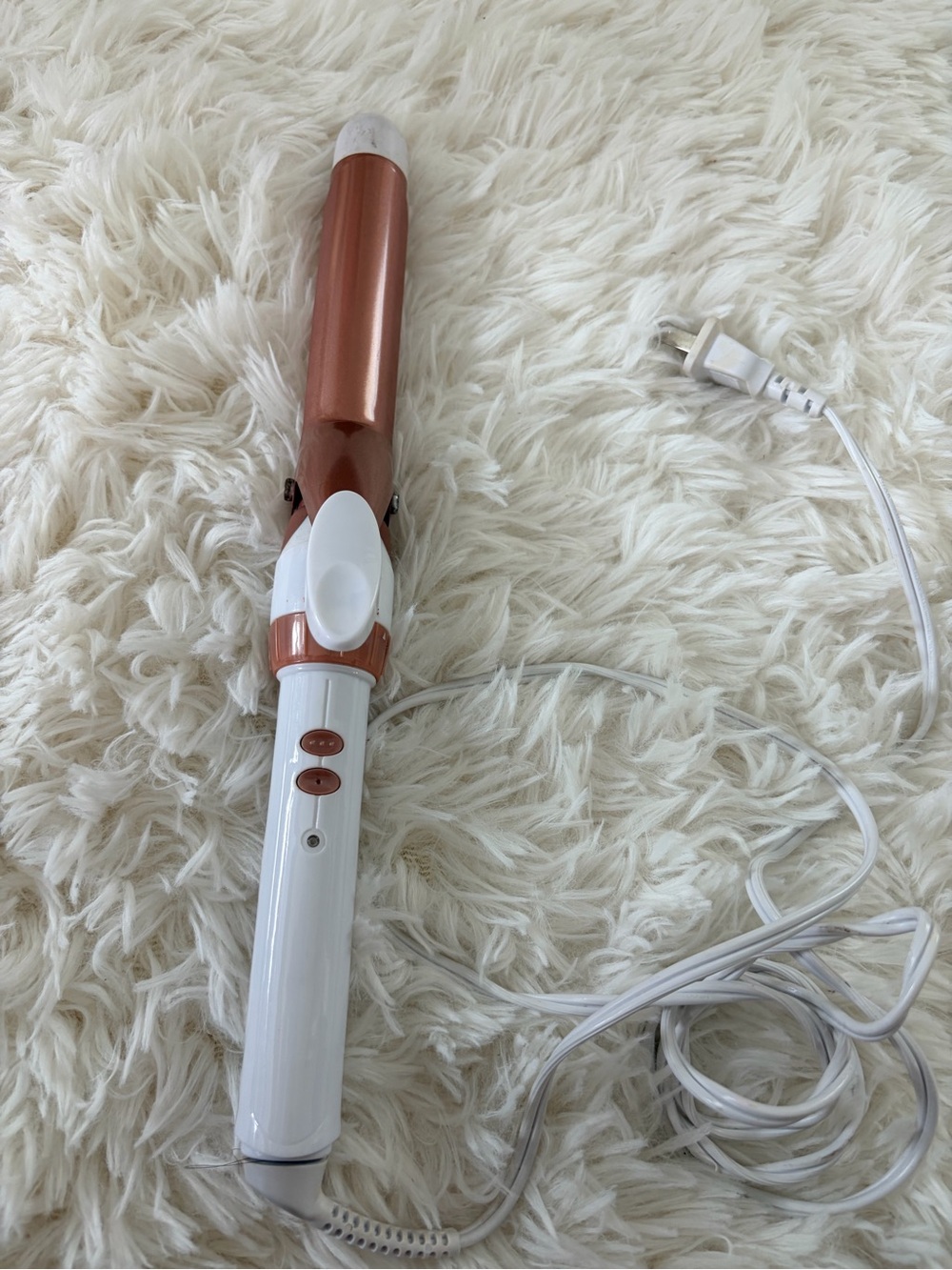 White and Copper Curling Iron - Portable Electric Styling Wand